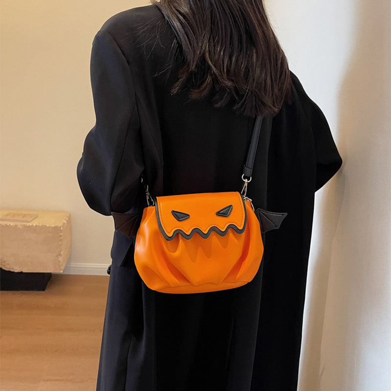 Borsa a tracolla con ali a forma di zucca di Halloween – Borsa a mano con simpatico cartone animato