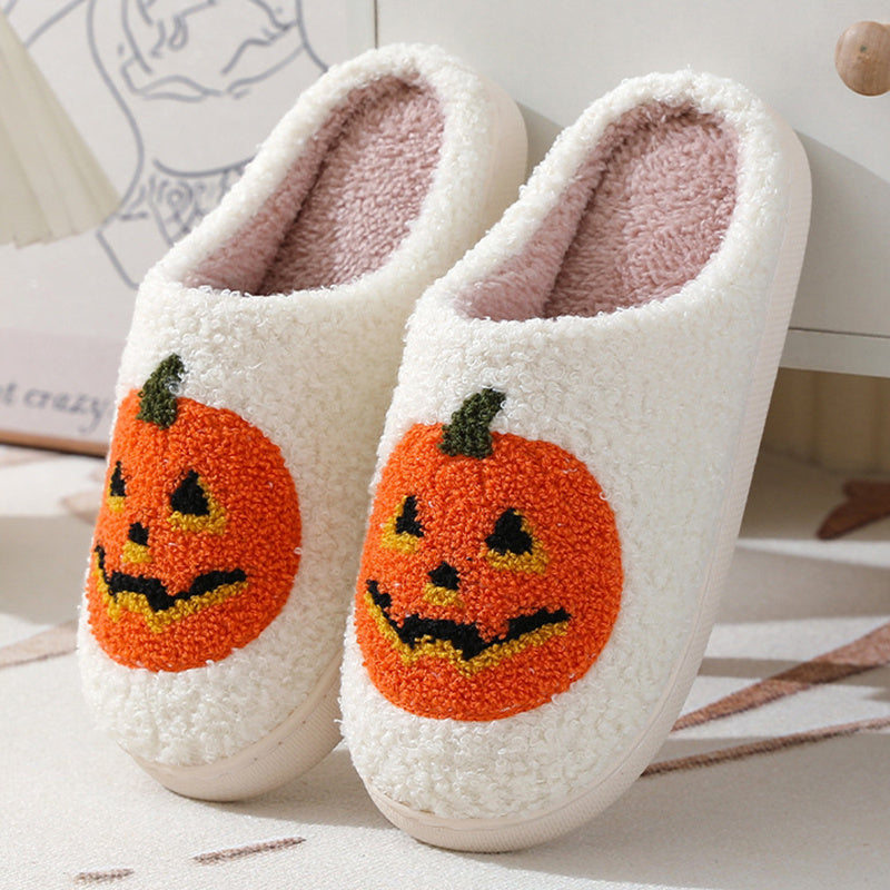 Comode pantofole a forma di zucca di Halloween: scarpe invernali da interno per coppie