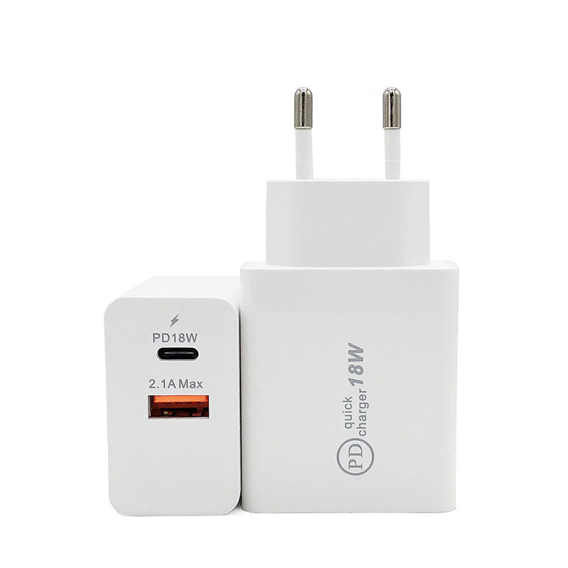 Adattatore di ricarica rapida USB-C da 18 W con spina USA e caricabatterie USB Type-C PD