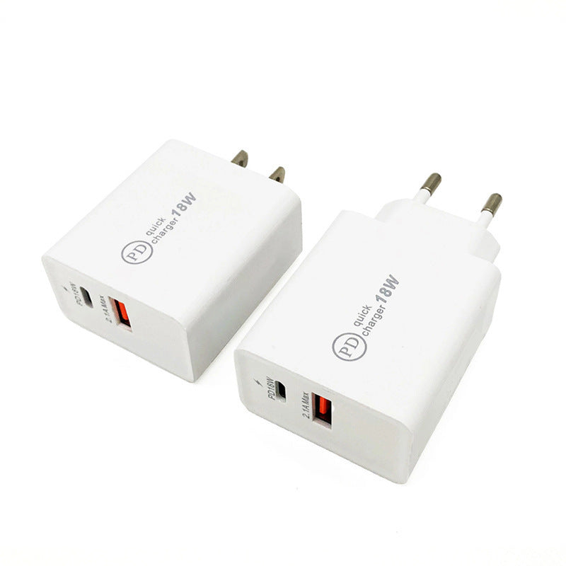 Adattatore di ricarica rapida USB-C da 18 W con spina USA e caricabatterie USB Type-C PD