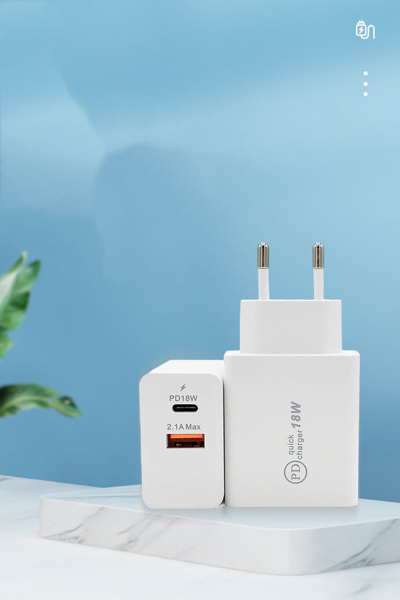 Adattatore di ricarica rapida USB-C da 18 W con spina USA e caricabatterie USB Type-C PD
