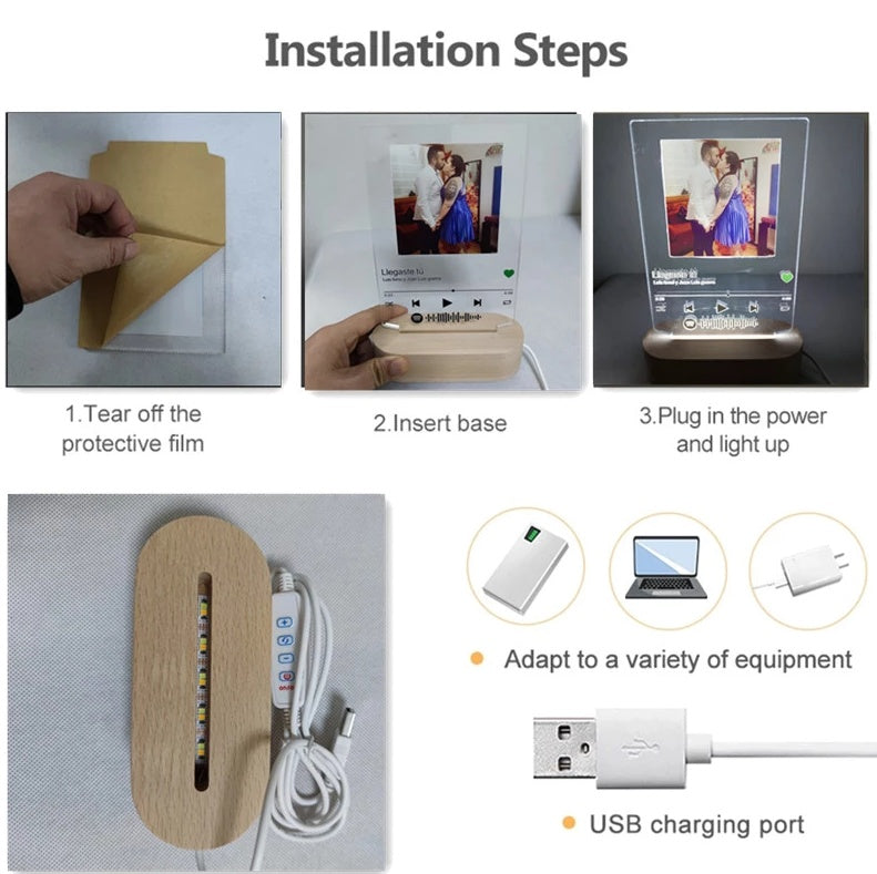 3D Dimmable USB Power Customized Colorful Photo Home Dacor Festival Gift