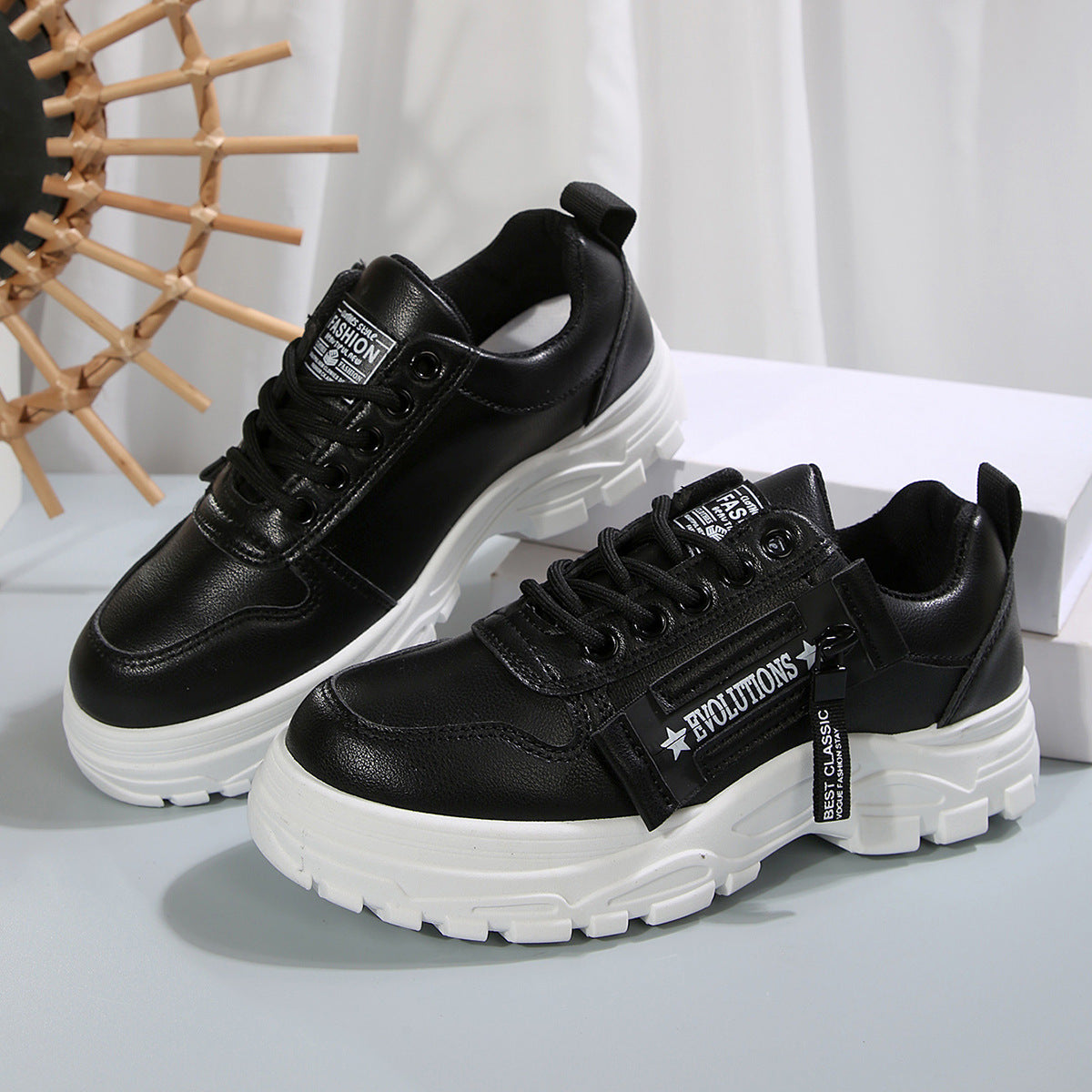 Lace-up Sports Shoes With Side-Zipper Design Shoes For Women