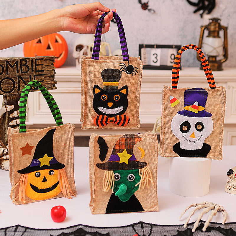 Borsa regalo di Halloween per bambini con caramelle, strega, teschio e zucca