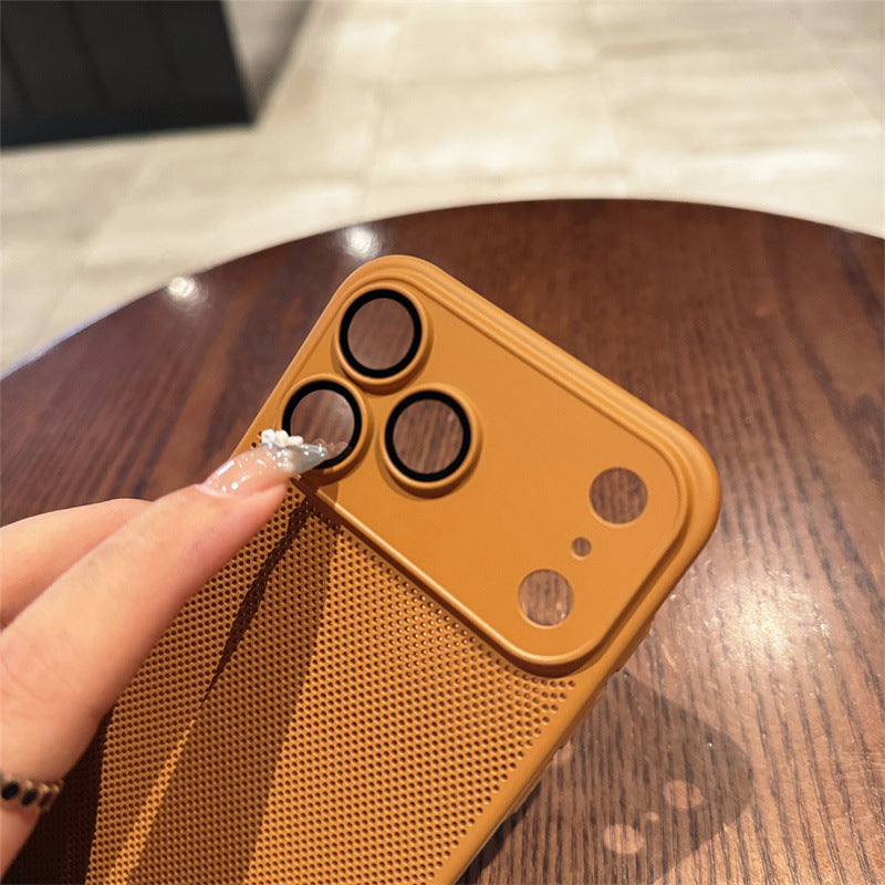 Suitable For 17Air Heat Dissipation Network Shell With Lens Protector Breathable Frosted Mobile Phone Case