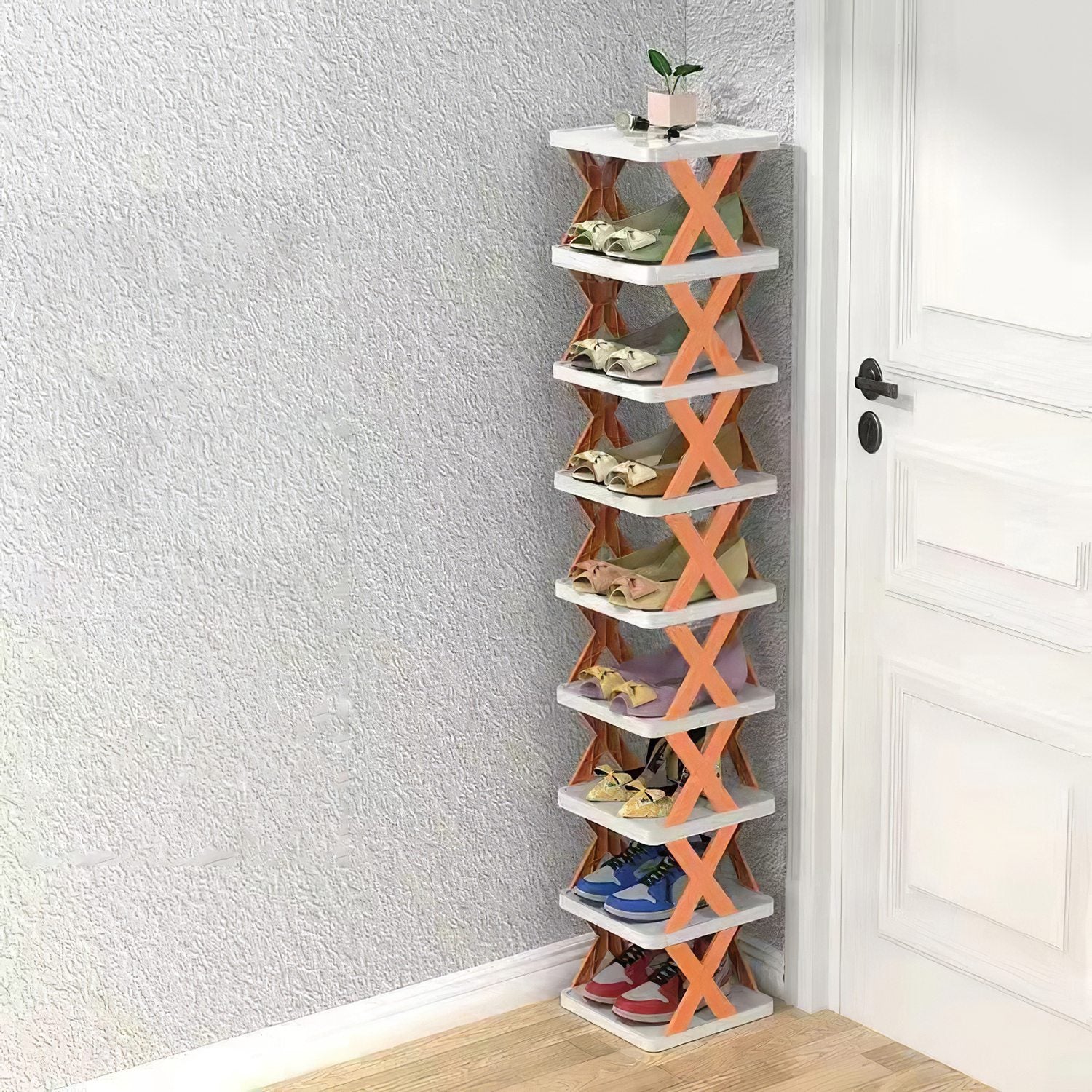 1Pc 9Tier Narrow Entryway Shoe Rack