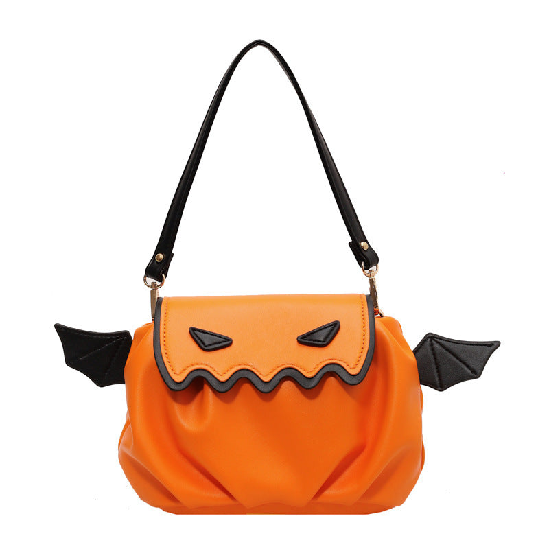 Borsa a tracolla con ali a forma di zucca di Halloween – Borsa a mano con simpatico cartone animato