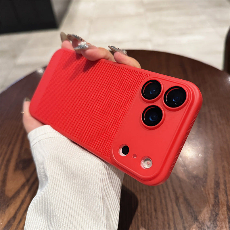 Suitable For 17Air Heat Dissipation Network Shell With Lens Protector Breathable Frosted Mobile Phone Case