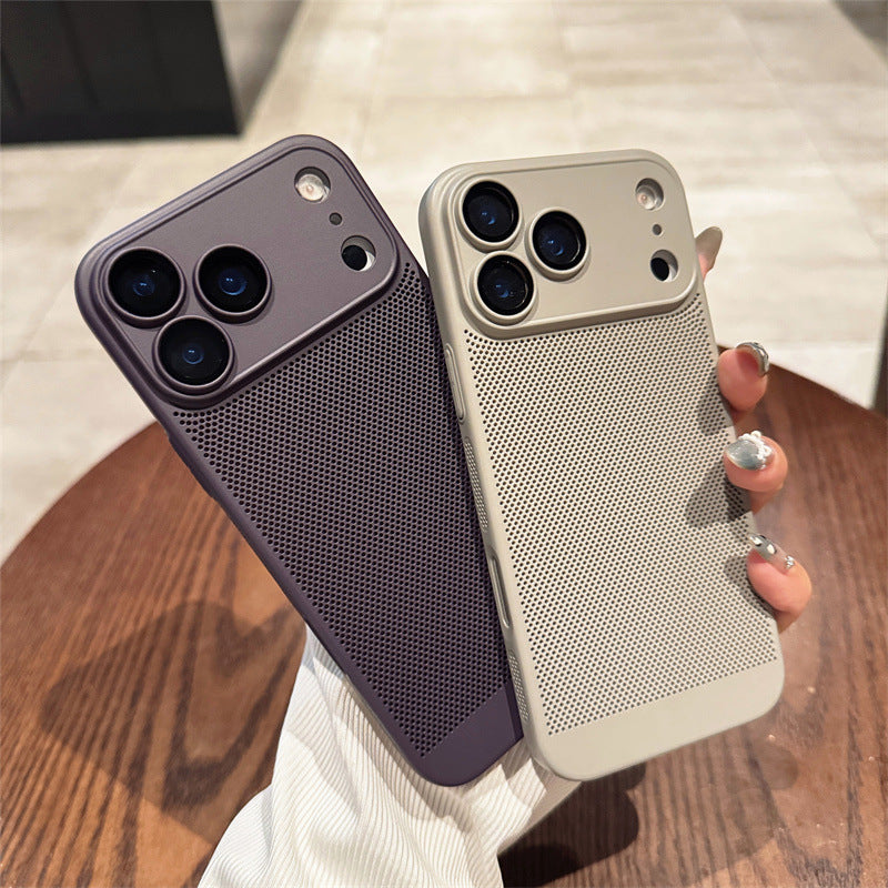 Suitable For 17Air Heat Dissipation Network Shell With Lens Protector Breathable Frosted Mobile Phone Case