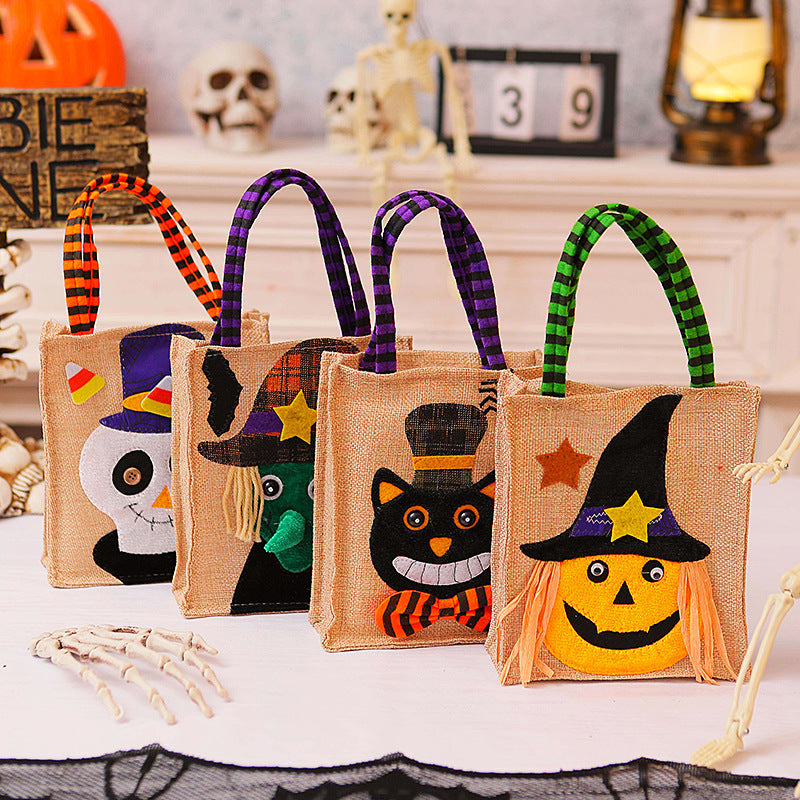 Borsa regalo di Halloween per bambini con caramelle, strega, teschio e zucca