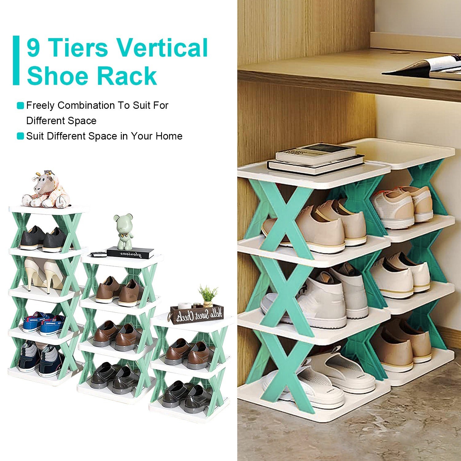 1Pc 9Tier Narrow Entryway Shoe Rack