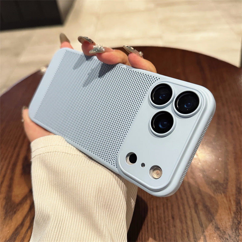 Suitable For 17Air Heat Dissipation Network Shell With Lens Protector Breathable Frosted Mobile Phone Case