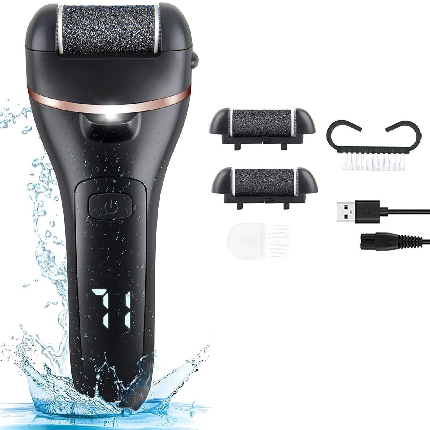 Electric Foot Grinder And Callus Remover With 3 Roller Heads
