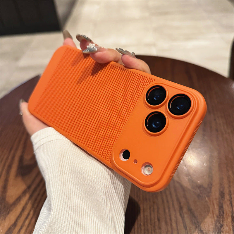 Suitable For 17Air Heat Dissipation Network Shell With Lens Protector Breathable Frosted Mobile Phone Case
