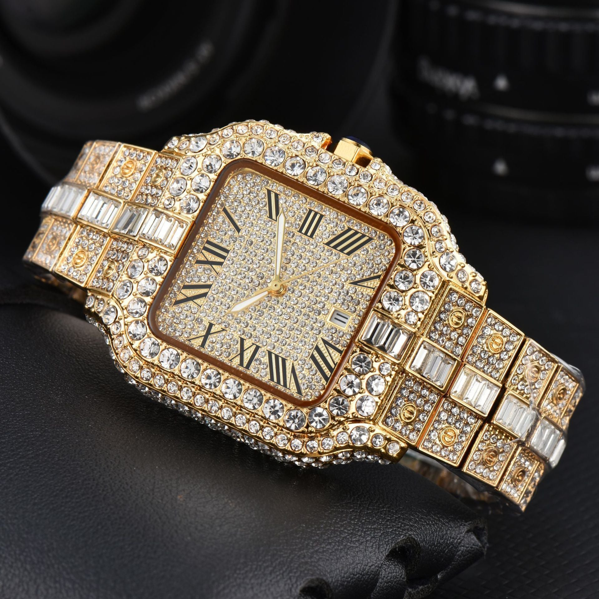 Men's Square Fashion Trend Full Diamond Watch