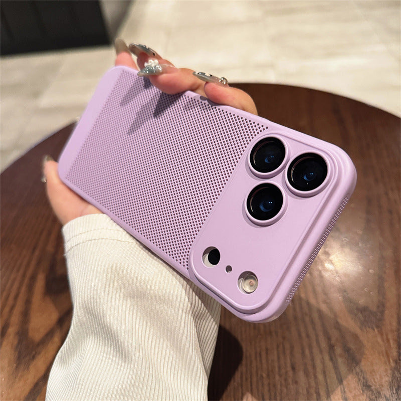 Suitable For 17Air Heat Dissipation Network Shell With Lens Protector Breathable Frosted Mobile Phone Case