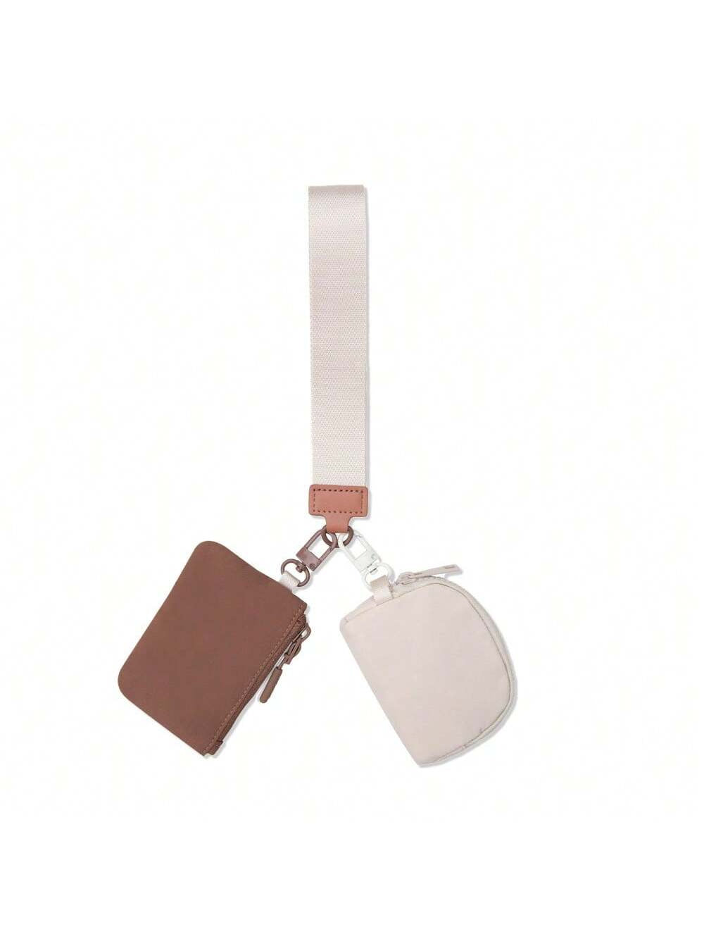 Mini Zip Dual Pouch Wristlet For Women