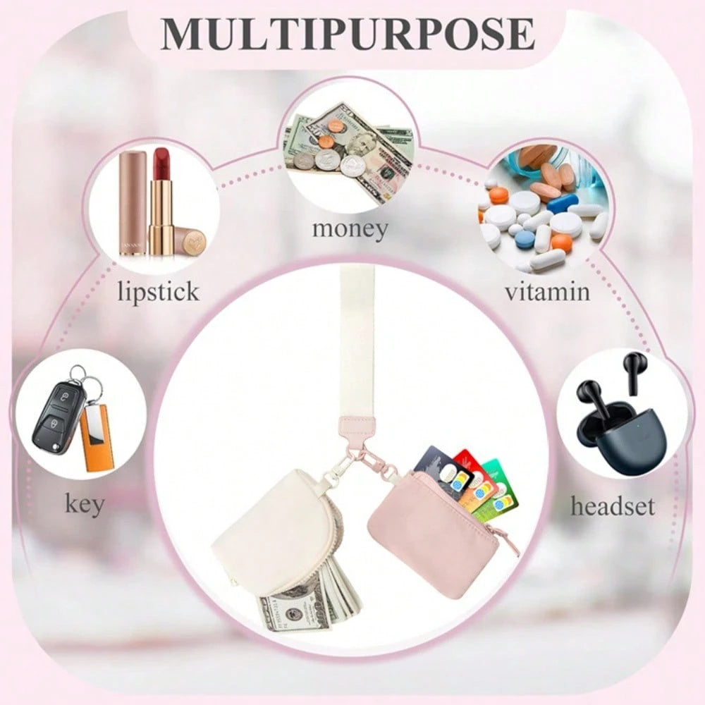 Mini Zip Dual Pouch Wristlet For Women