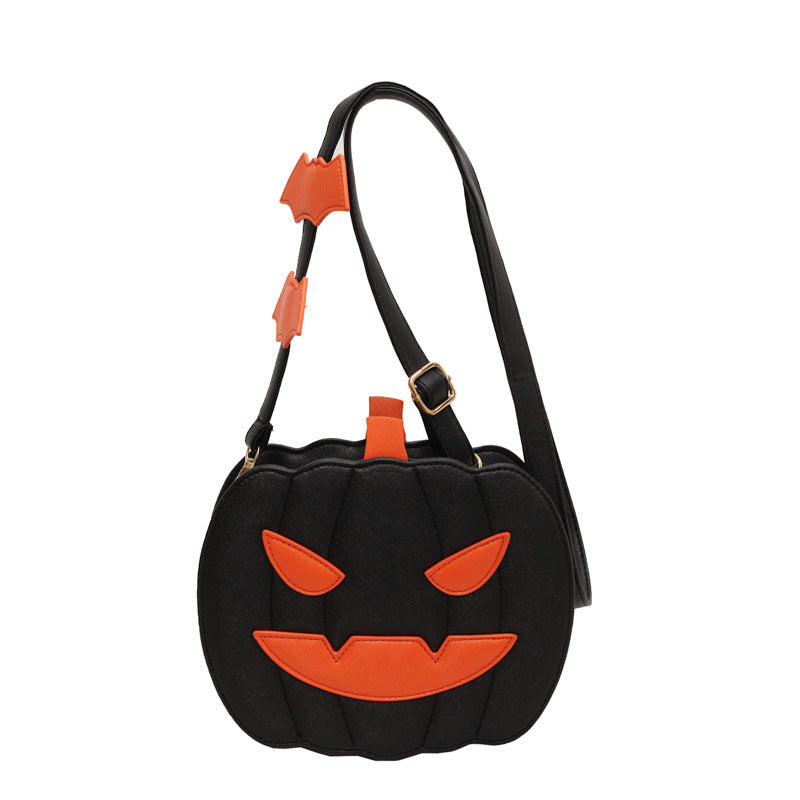 Borsa a tracolla divertente con zucca di Halloween e pipistrello – Borsa a tracolla creativa da donna