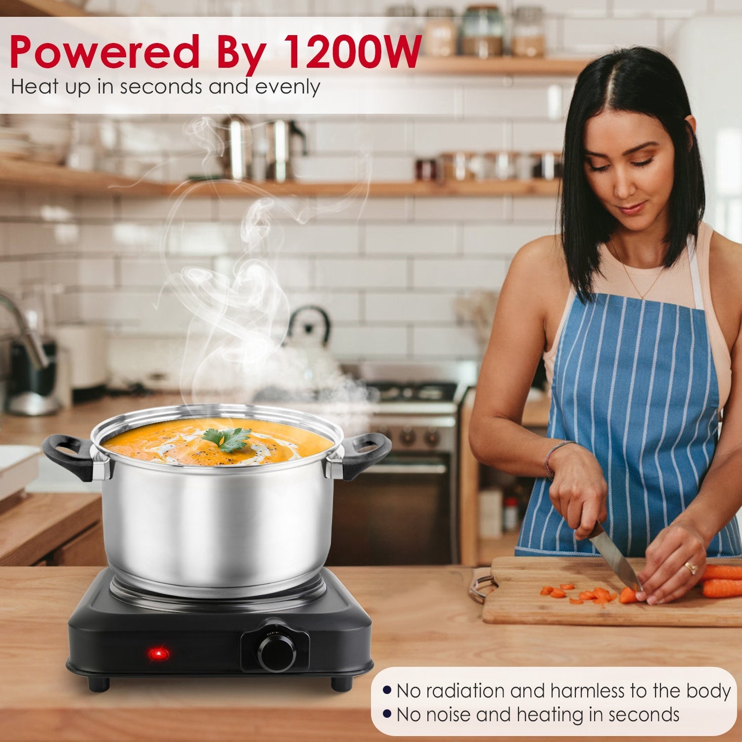 1Pc 1200W Electric Infrared Single Burner Portable Heating Hot Plate