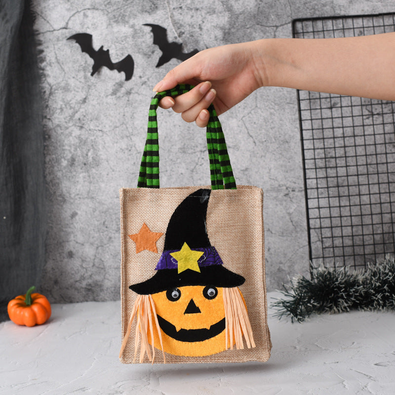 Borsa regalo di Halloween per bambini con caramelle, strega, teschio e zucca