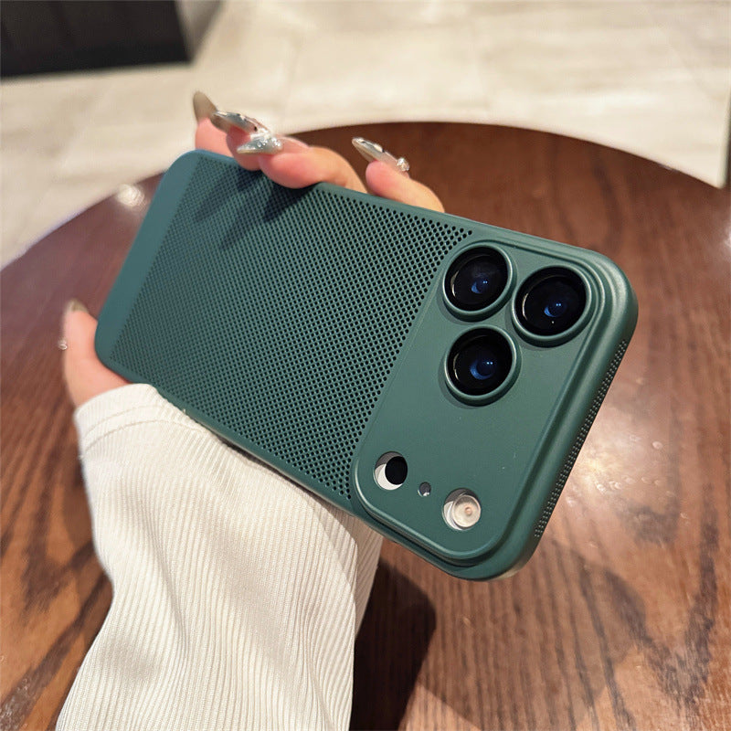 Suitable For 17Air Heat Dissipation Network Shell With Lens Protector Breathable Frosted Mobile Phone Case