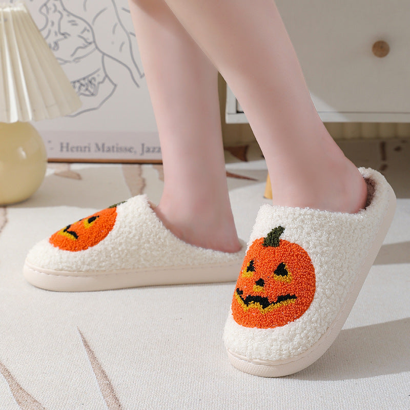 Comode pantofole a forma di zucca di Halloween: scarpe invernali da interno per coppie