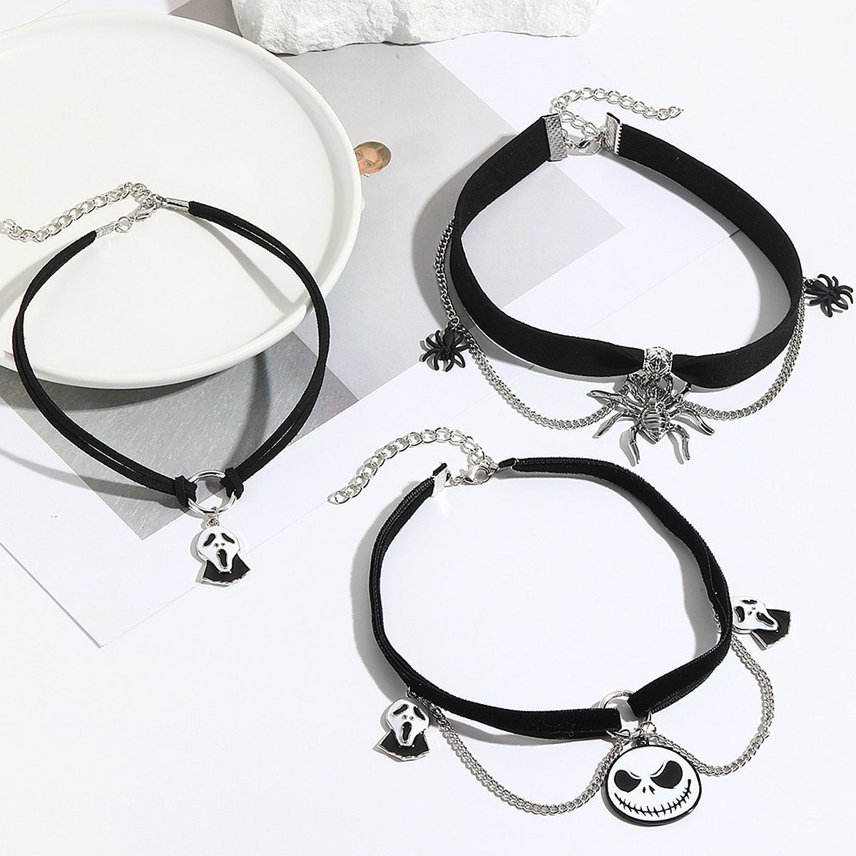 Collana di Halloween Pipistrello Fantasma Teschio Ciondolo Zucca Ragno Accessori