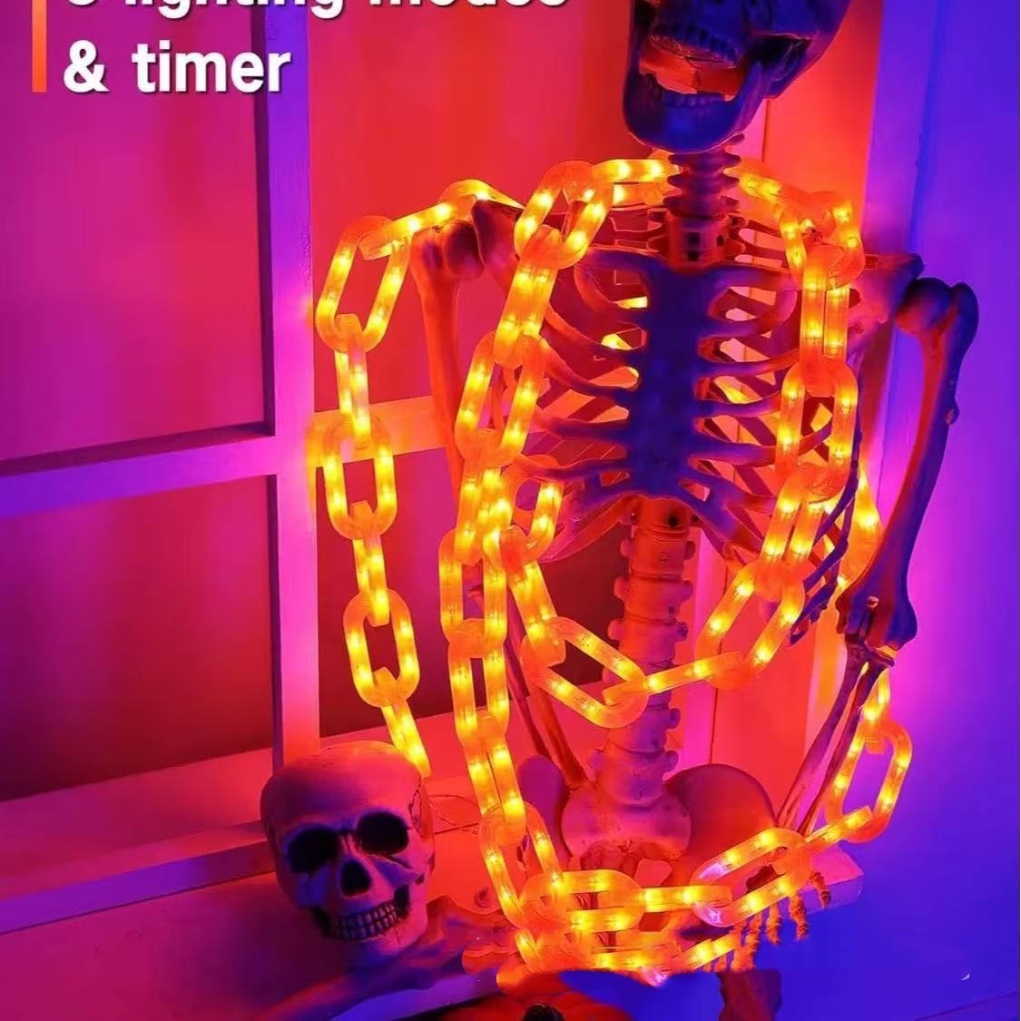 Catena di illuminazione per atmosfera decorativa di Halloween con scatola di batterie impermeabile a LED