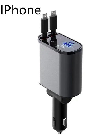 Caricabatteria da auto in metallo da 100 W con ricarica super veloce, adattatore per accendisigari USB e TYPE-C