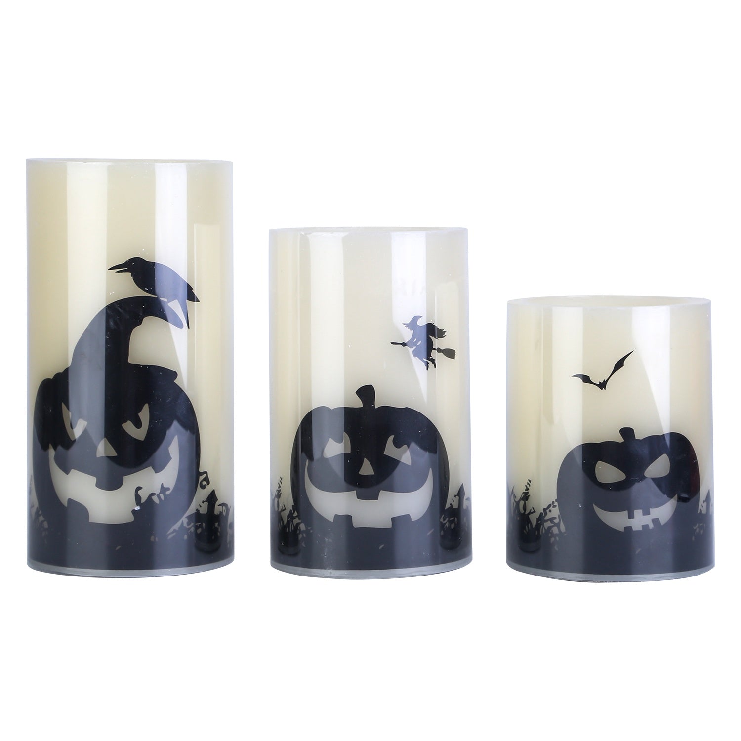 Confezione da 3 candele arancioni senza fiamma per Halloween con timer – Decorazione per feste a batteria