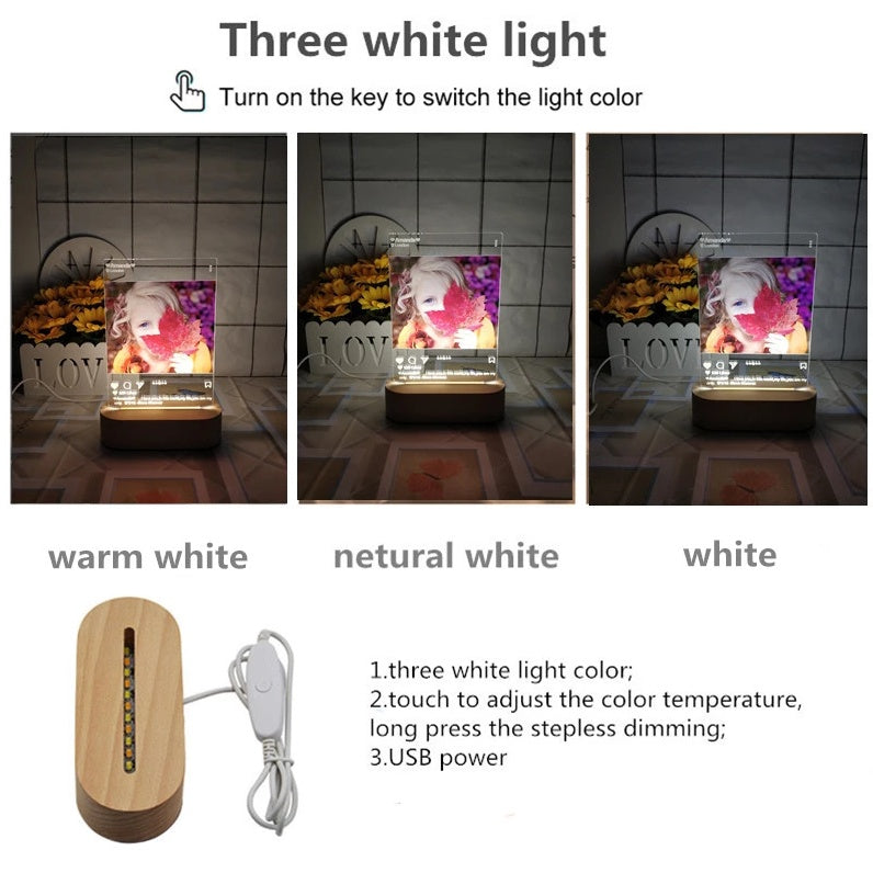 3D Dimmable USB Power Customized Colorful Photo Home Dacor Festival Gift