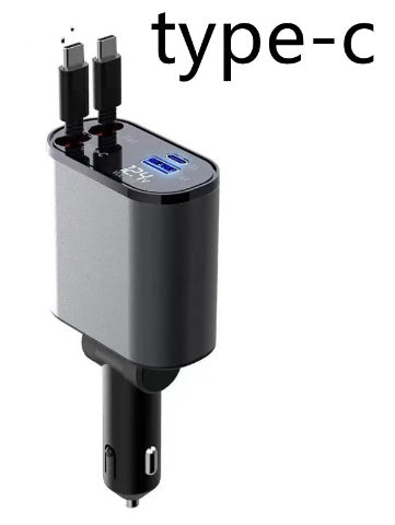 Caricabatteria da auto in metallo da 100 W con ricarica super veloce, adattatore per accendisigari USB e TYPE-C