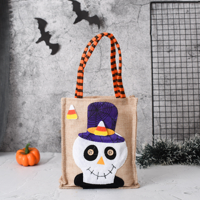 Borsa regalo di Halloween per bambini con caramelle, strega, teschio e zucca