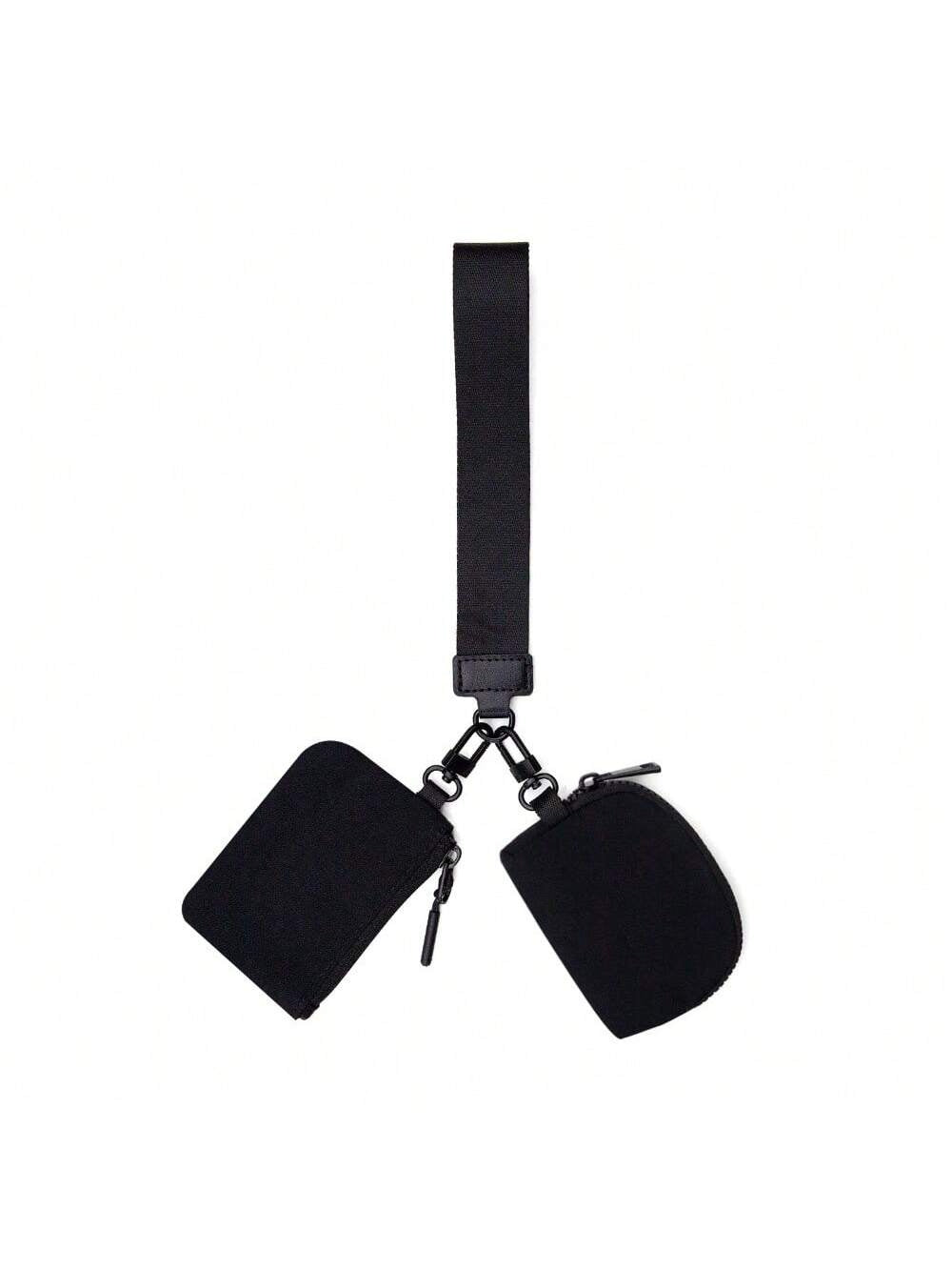 Mini Zip Dual Pouch Wristlet For Women