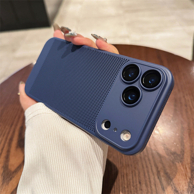 Suitable For 17Air Heat Dissipation Network Shell With Lens Protector Breathable Frosted Mobile Phone Case