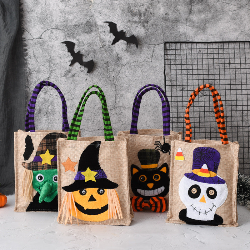 Borsa regalo di Halloween per bambini con caramelle, strega, teschio e zucca