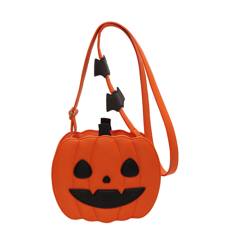 Borsa a tracolla divertente con zucca di Halloween e pipistrello – Borsa a tracolla creativa da donna