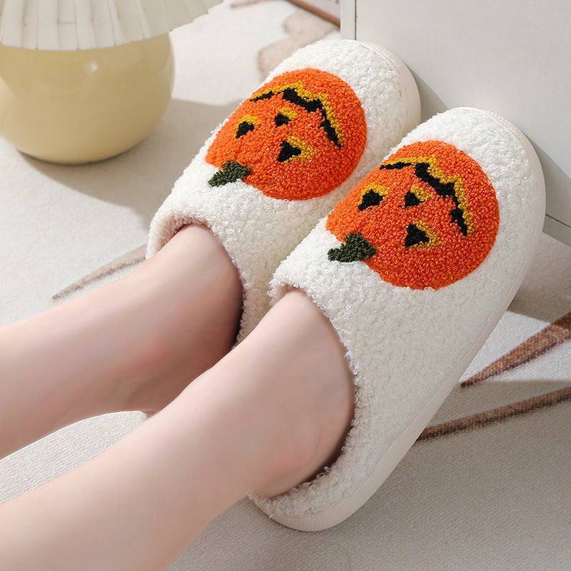Comode pantofole a forma di zucca di Halloween: scarpe invernali da interno per coppie