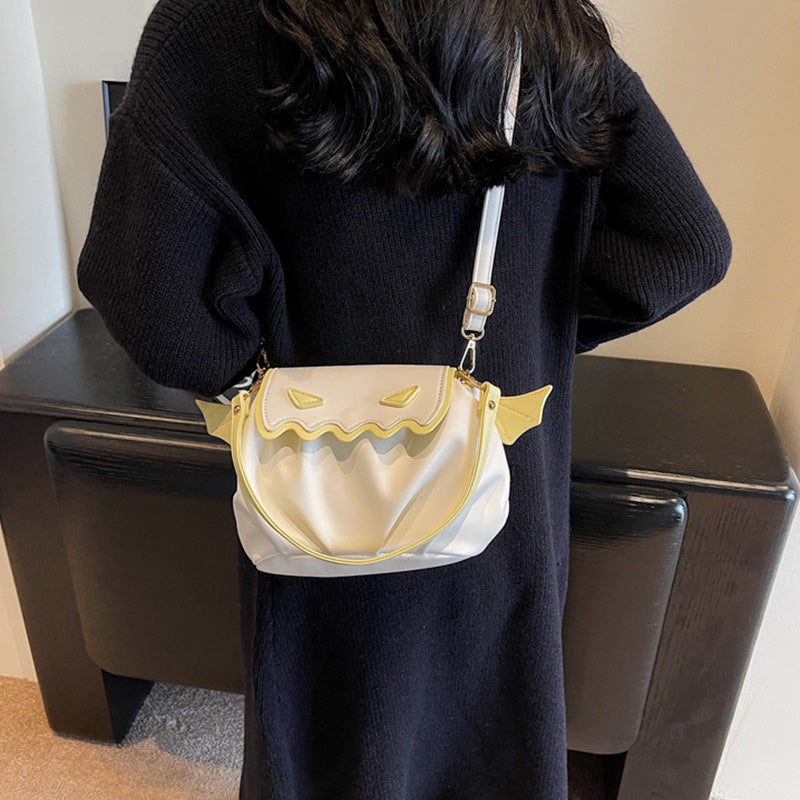 Borsa a tracolla con ali a forma di zucca di Halloween – Borsa a mano con simpatico cartone animato