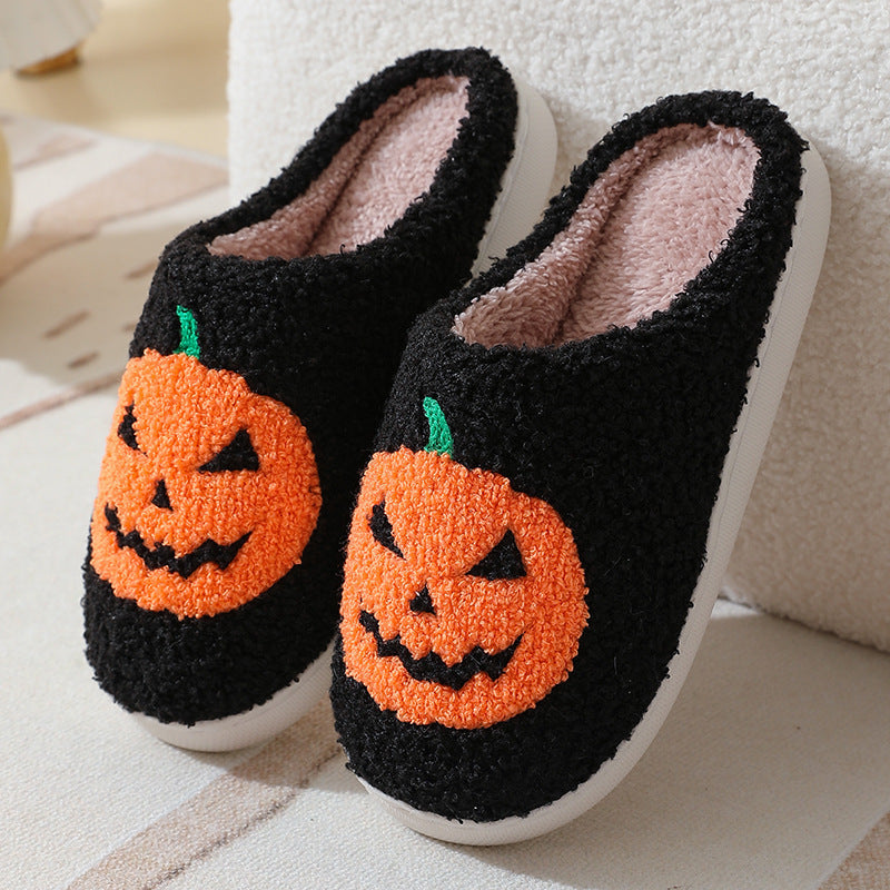 Comode pantofole a forma di zucca di Halloween: scarpe invernali da interno per coppie
