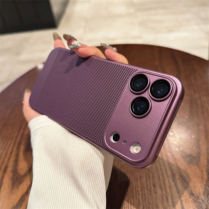 Suitable For 17Air Heat Dissipation Network Shell With Lens Protector Breathable Frosted Mobile Phone Case