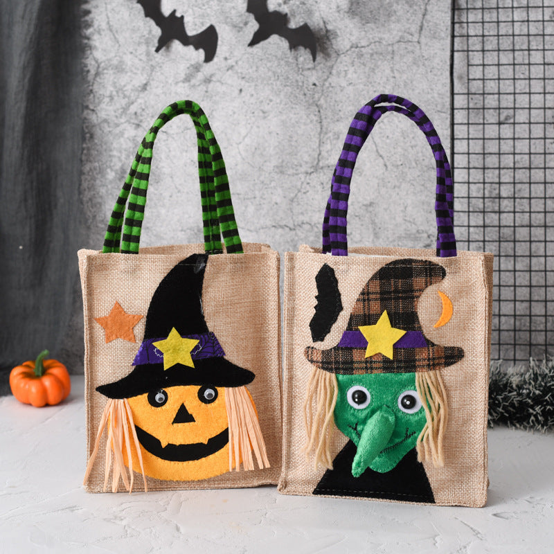 Borsa regalo di Halloween per bambini con caramelle, strega, teschio e zucca