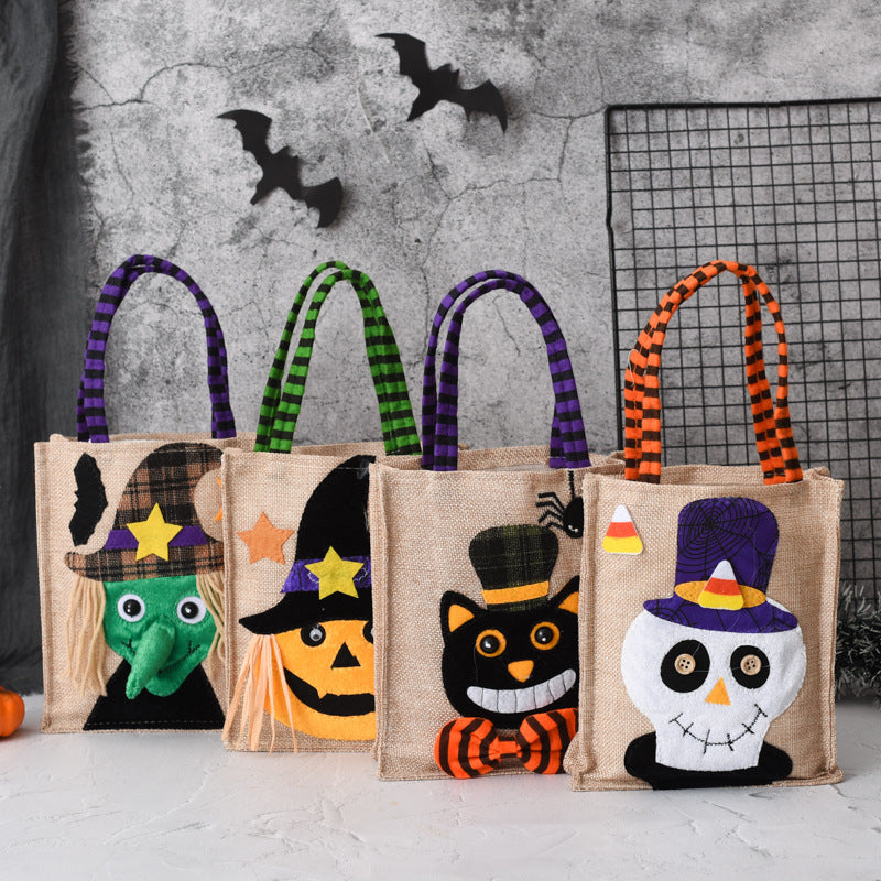 Borsa regalo di Halloween per bambini con caramelle, strega, teschio e zucca