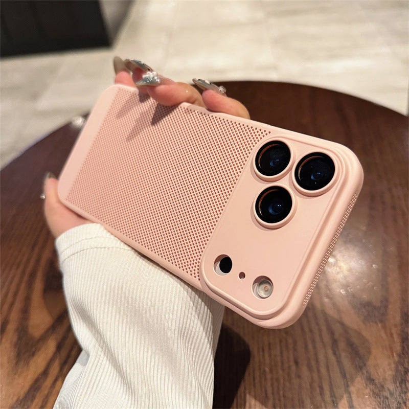 Suitable For 17Air Heat Dissipation Network Shell With Lens Protector Breathable Frosted Mobile Phone Case