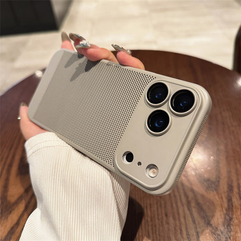 Suitable For 17Air Heat Dissipation Network Shell With Lens Protector Breathable Frosted Mobile Phone Case