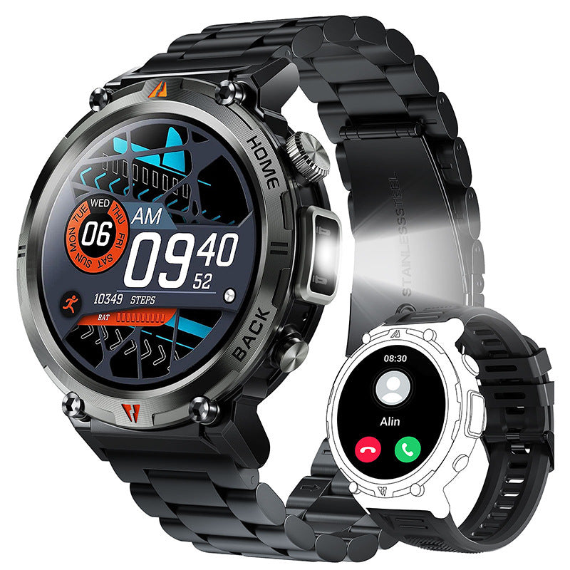 Torcia LED con schermo da 145 pollici e orologio intelligente Bluetooth