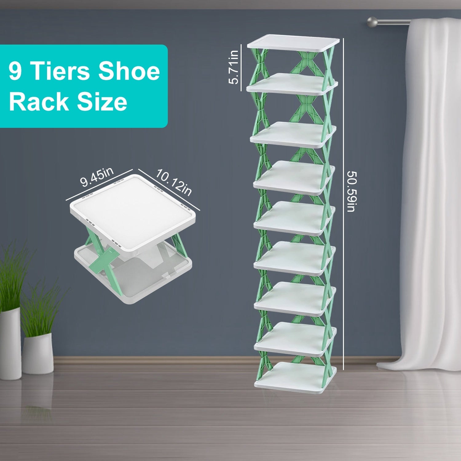 1Pc 9Tier Narrow Entryway Shoe Rack