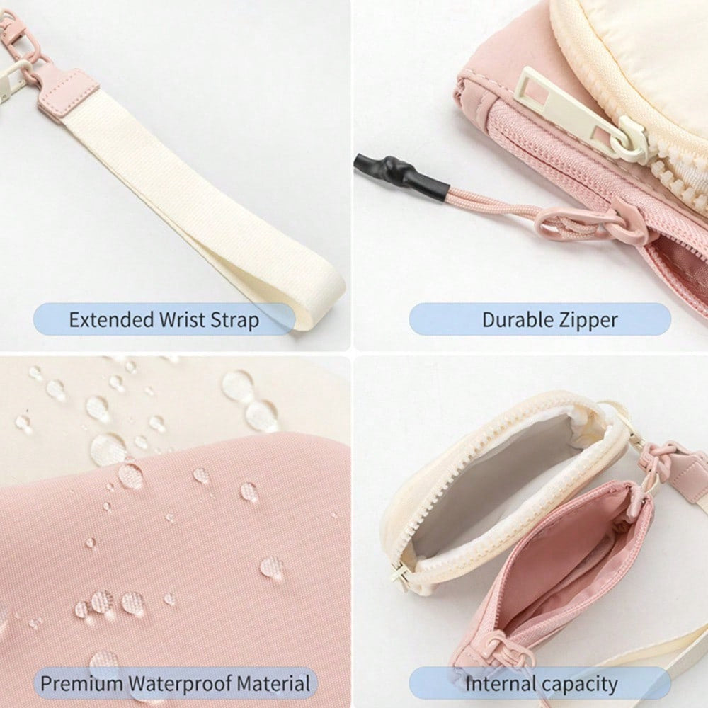 Mini Zip Dual Pouch Wristlet For Women