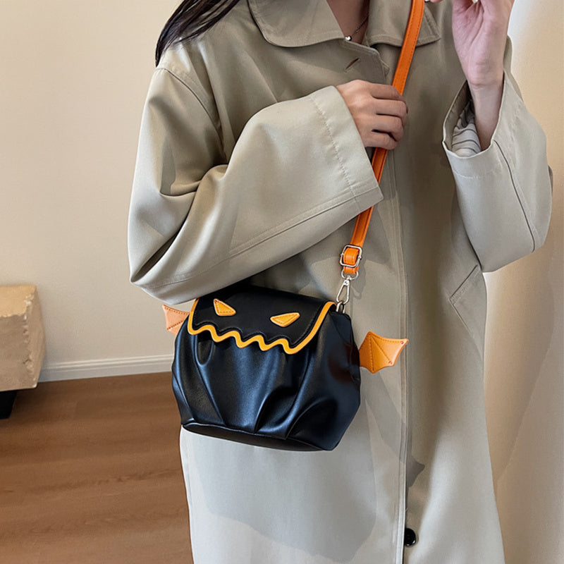Borsa a tracolla con ali a forma di zucca di Halloween – Borsa a mano con simpatico cartone animato